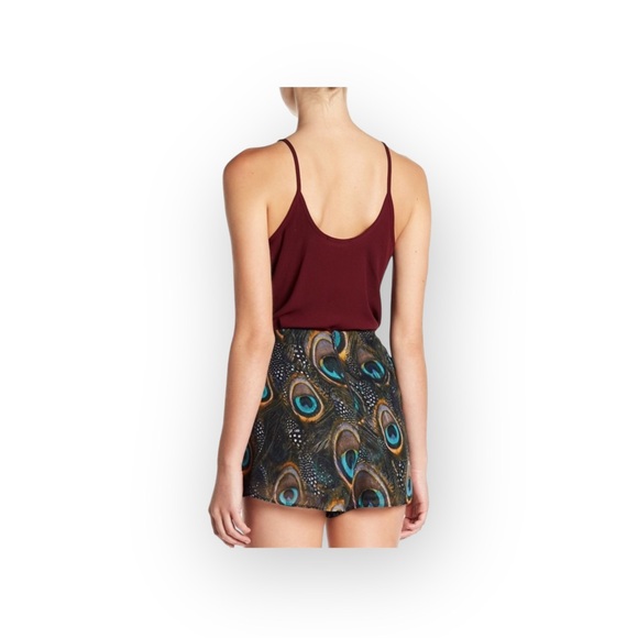 new SMYM Show Me Your Mumu ༅ Peacock Feather Print Chiffon Sawyer Shorts ༅ Med ༅ - Picture 13 of 16